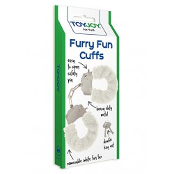 Pouta ToyJoy Furry Cuffs- bílé